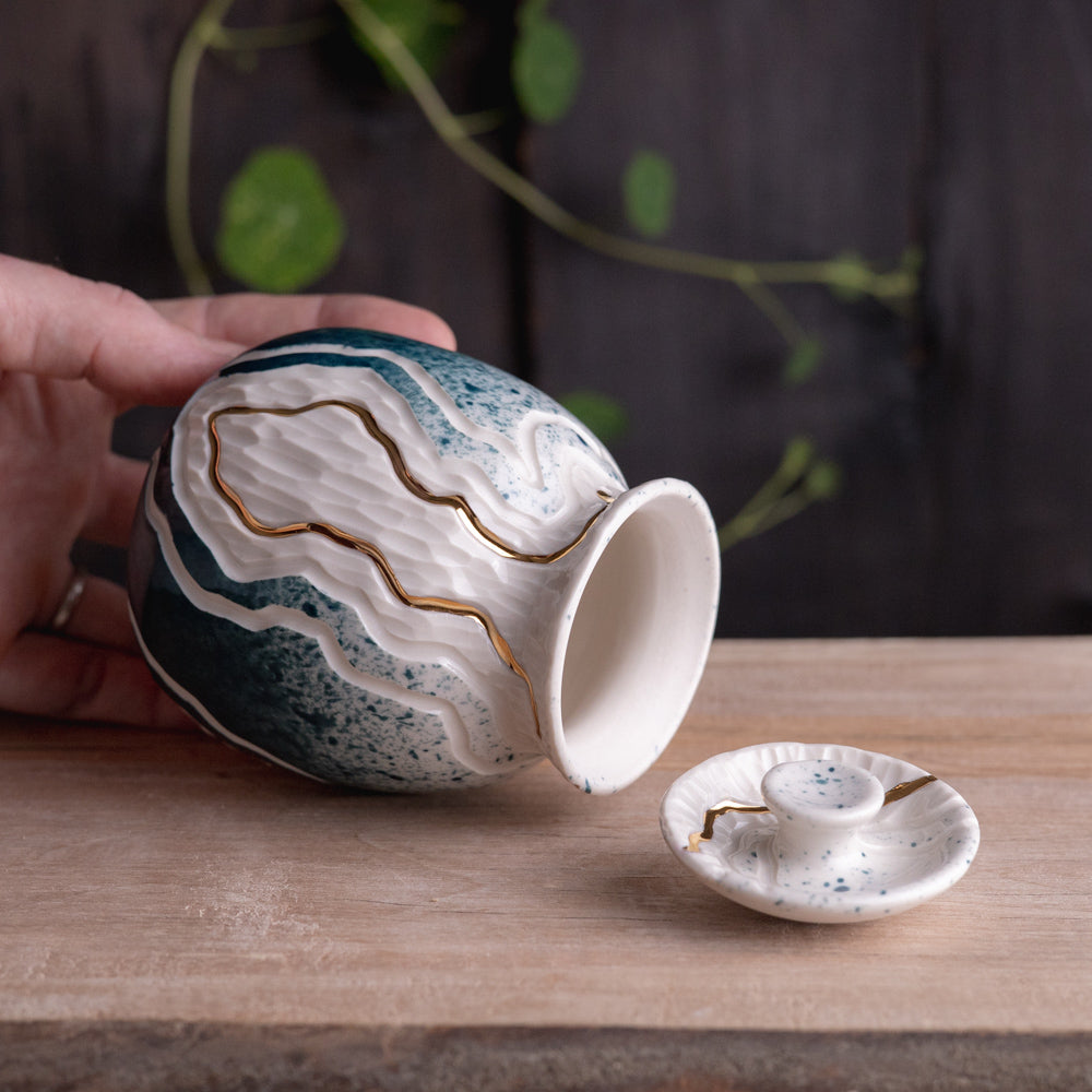 Teal Trail Lidded Jar