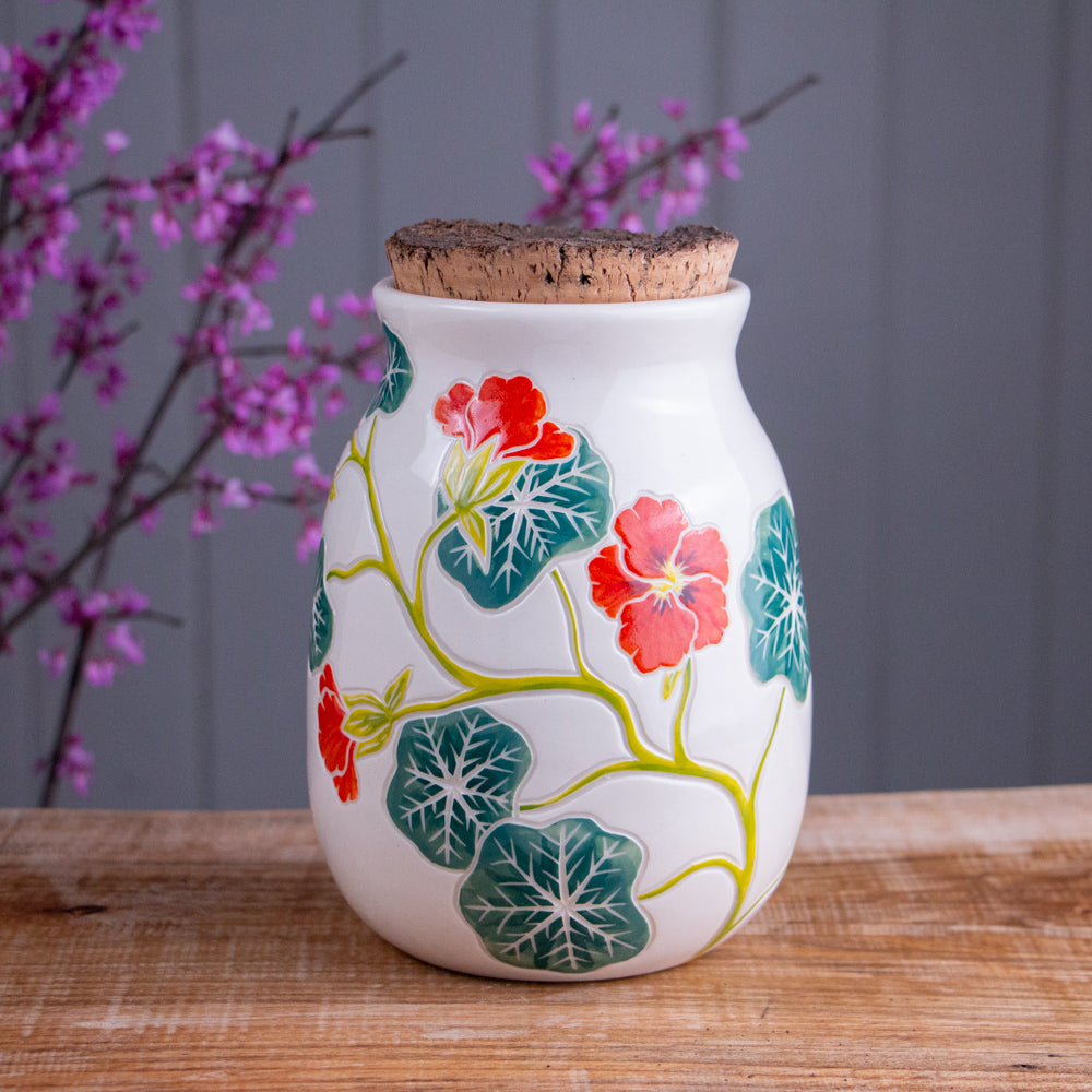 Nasturtium Corked Jar / Canister