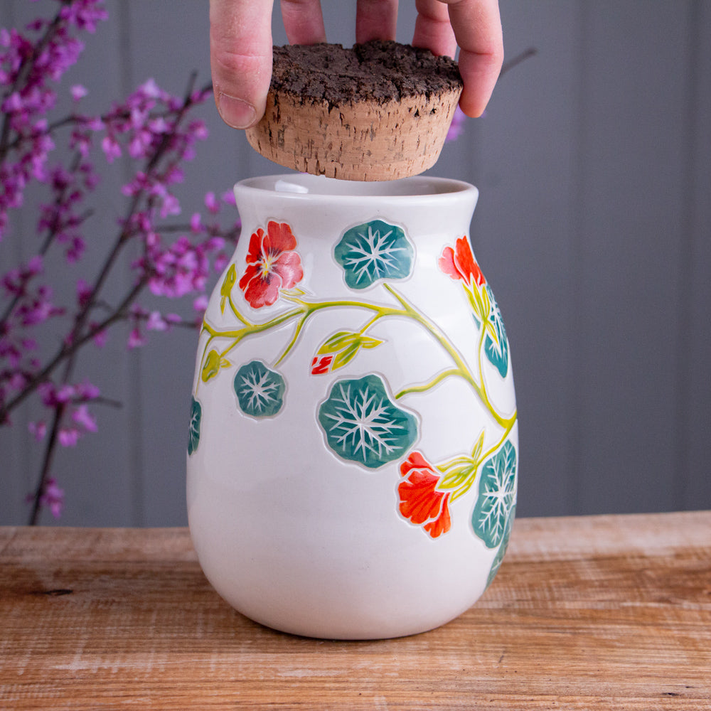 Nasturtium Corked Jar / Canister