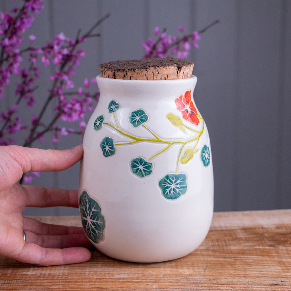 Nasturtium Corked Jar / Canister
