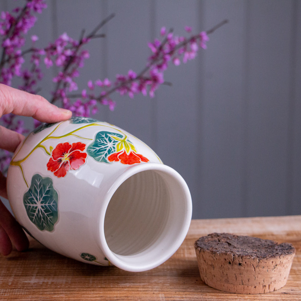 Nasturtium Corked Jar / Canister