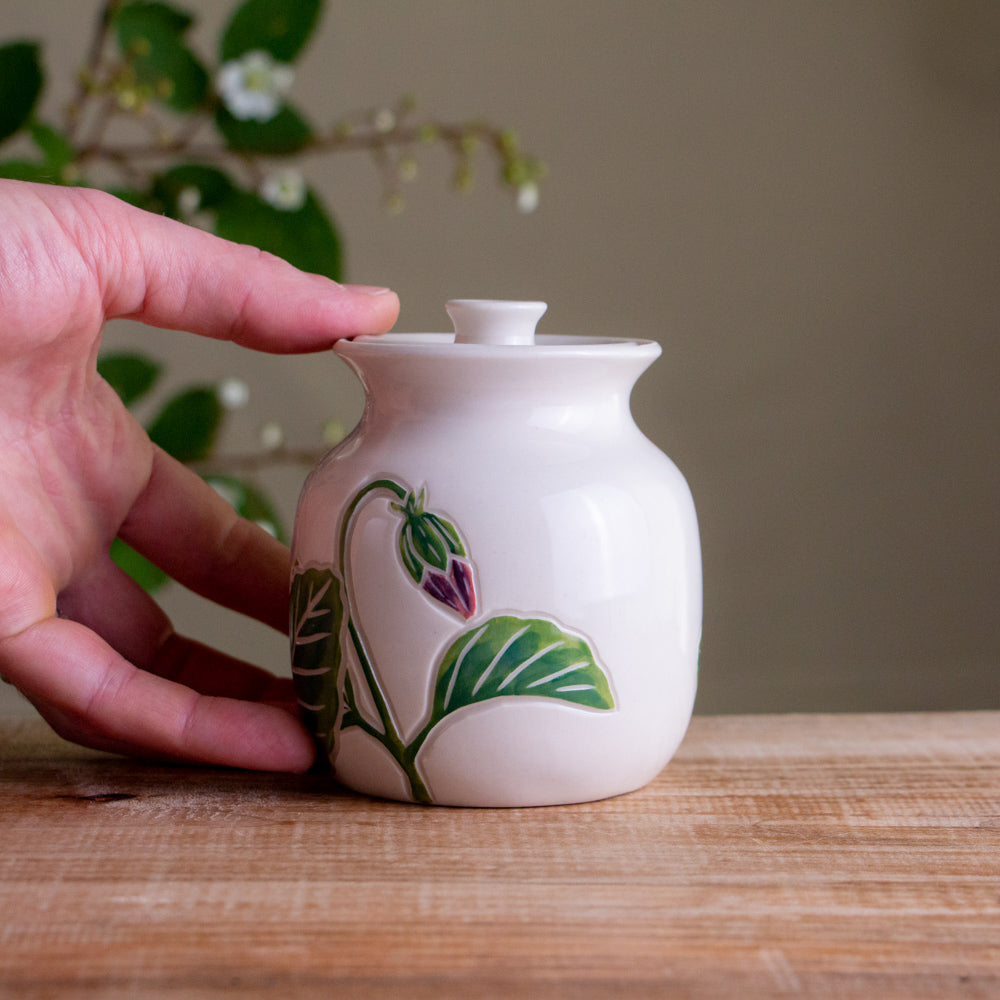 Purple Pansy Lidded Jar