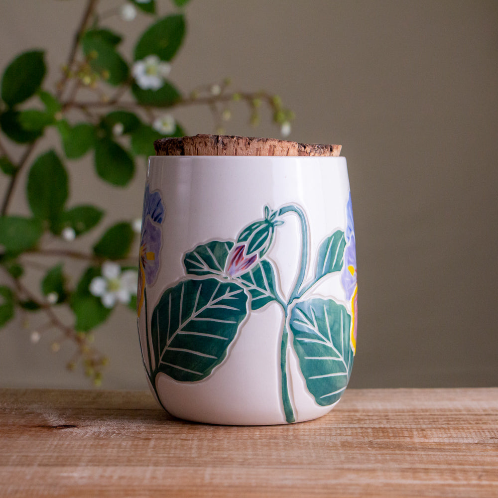 Pansy Short Corked Jar / Canister