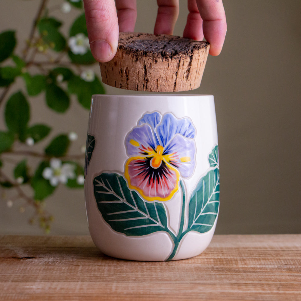 Pansy Short Corked Jar / Canister