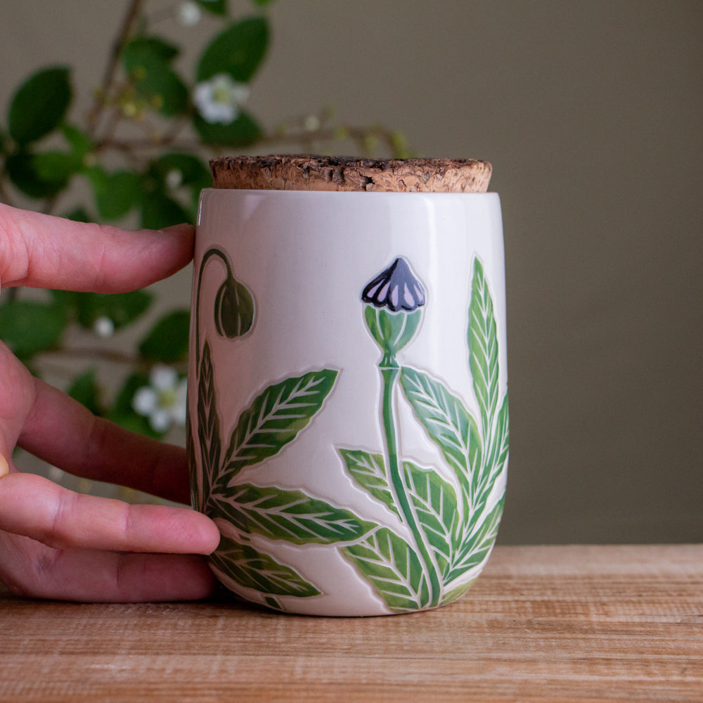 Peach Poppy Short Corked Jar / Canister