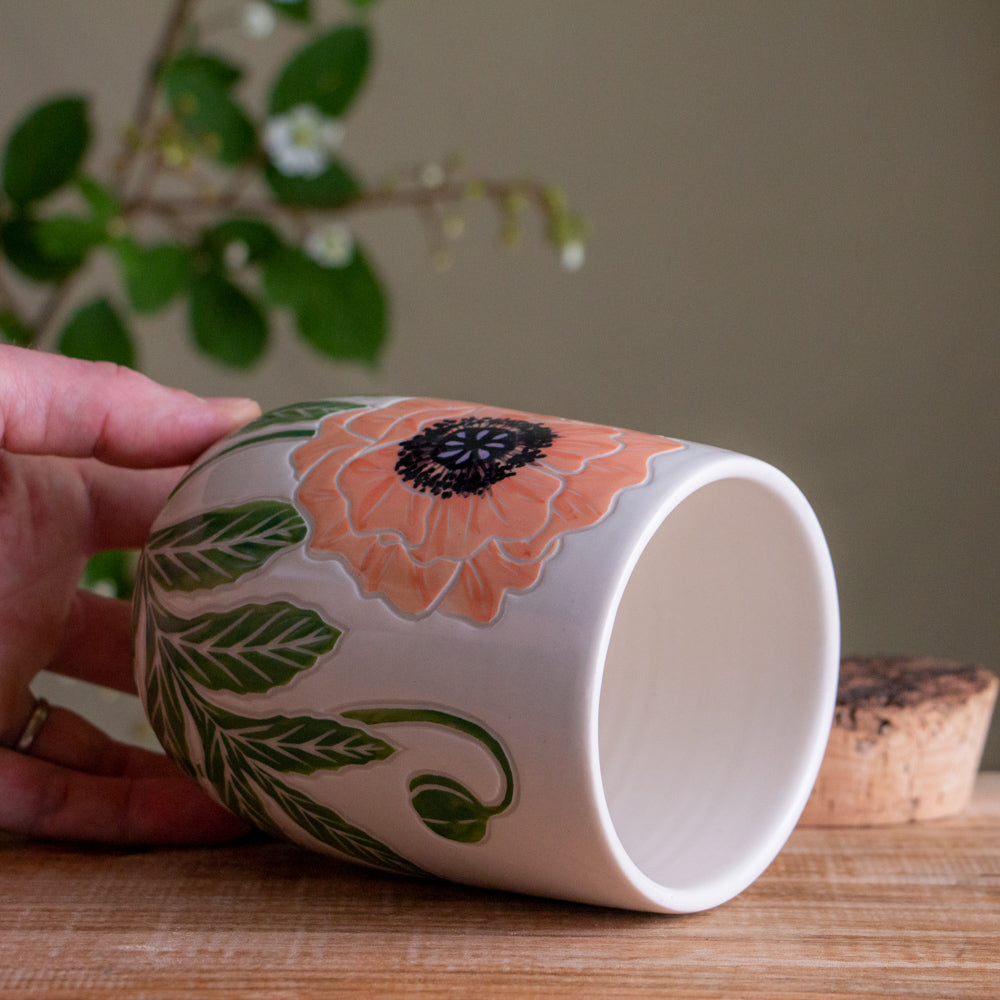 Peach Poppy Short Corked Jar / Canister