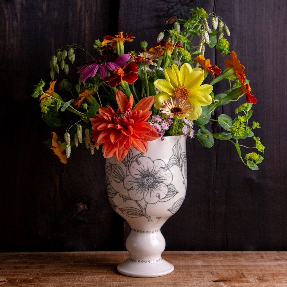 Dogwood Sketch Pedestal Vase