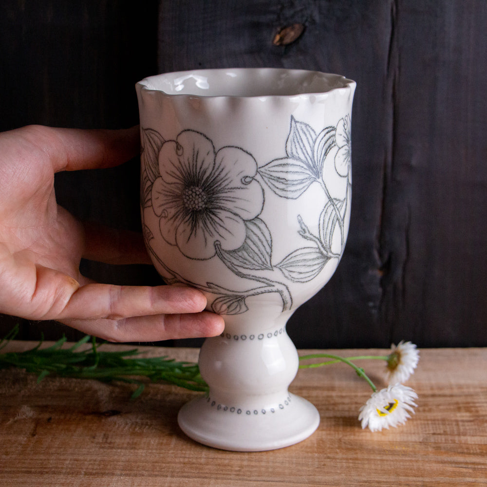 Dogwood Sketch Pedestal Vase