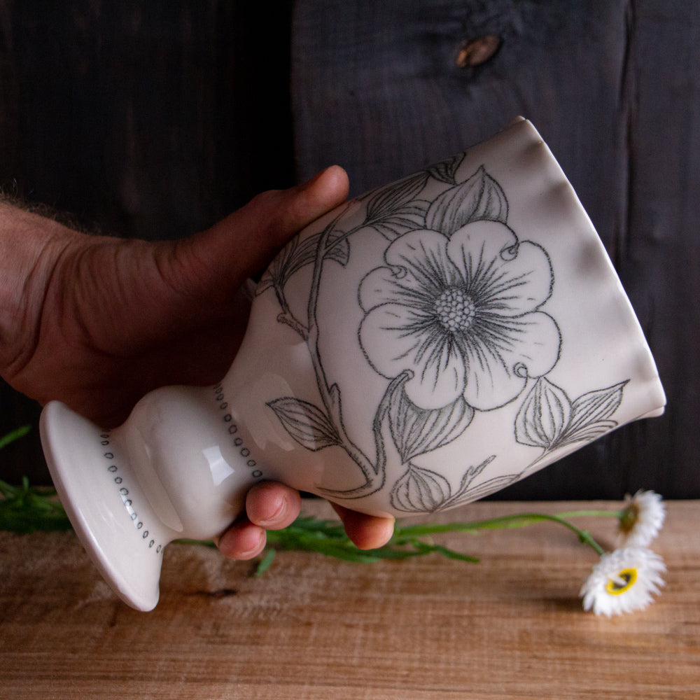 Dogwood Sketch Pedestal Vase