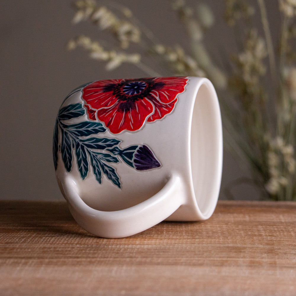 Red Poppy Botanic Mug 14-15oz