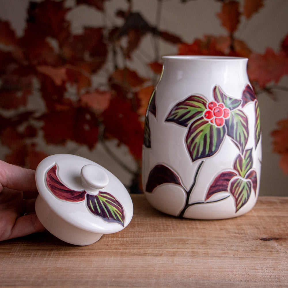 Autumn Dogwood Jar / Canister