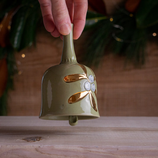 Green & Gold Mistletoe Bell