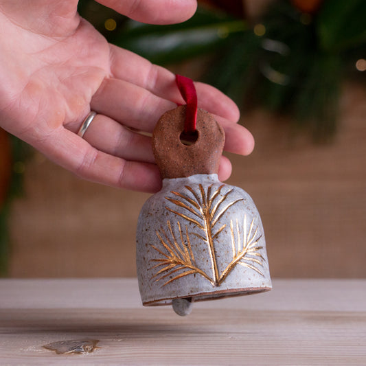 Stoneware Pine Sprig Ornamental Bell