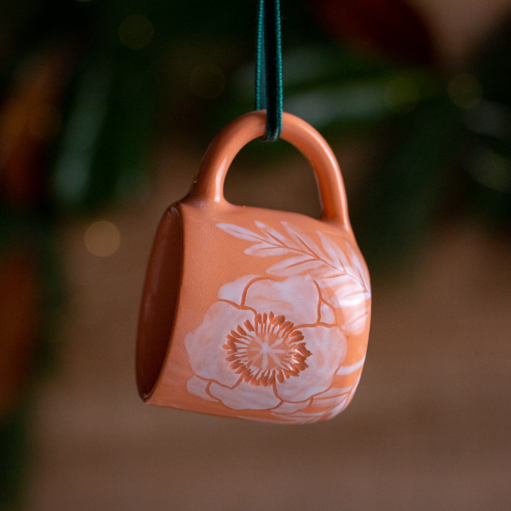 Peach Poppy Tiny Mug Ornament #2