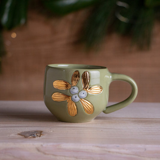 Green & Gold Mistletoe Punch Cup 6oz