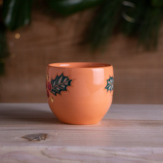 Peach Holly Sprig Punch Cup 6oz