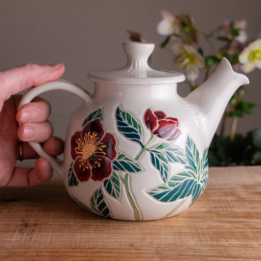 "Anna's Red" Hellebore Teapot