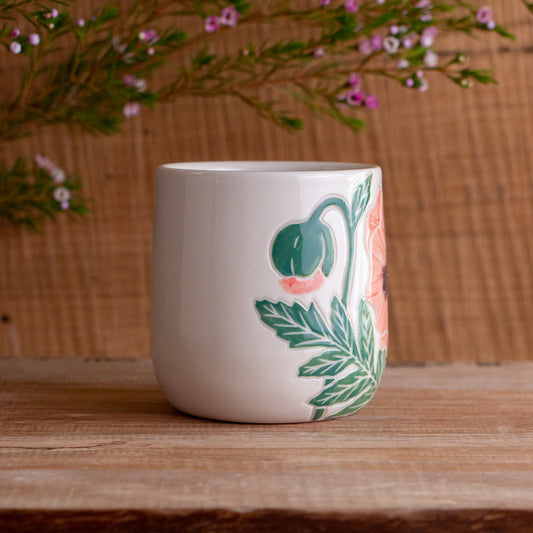 Peach Poppy Botanic Mug