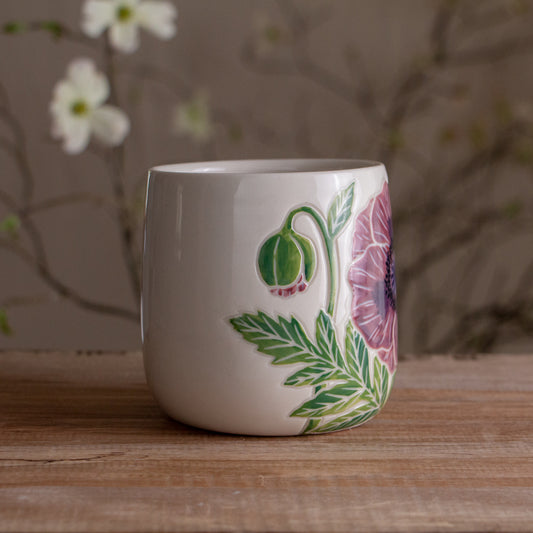 Purple Poppy Botanic Mug 16-17oz