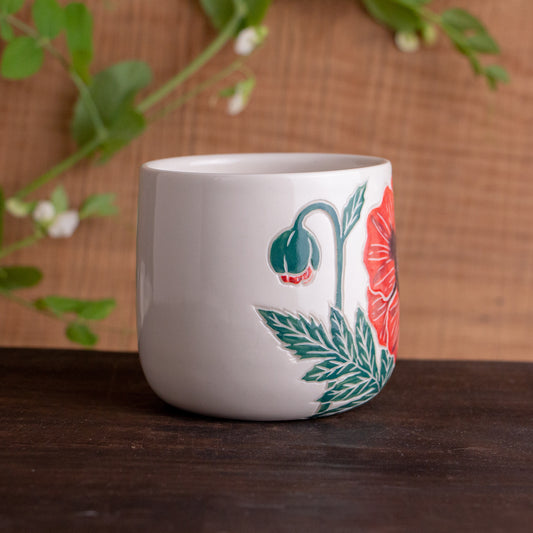 Red Poppy Botanic Mug