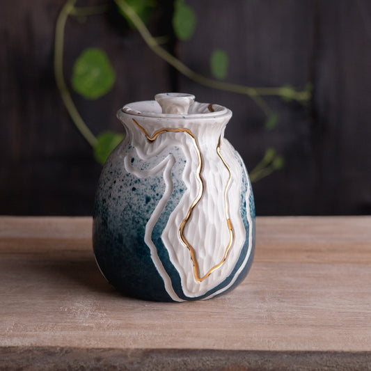 Teal Trail Lidded Jar