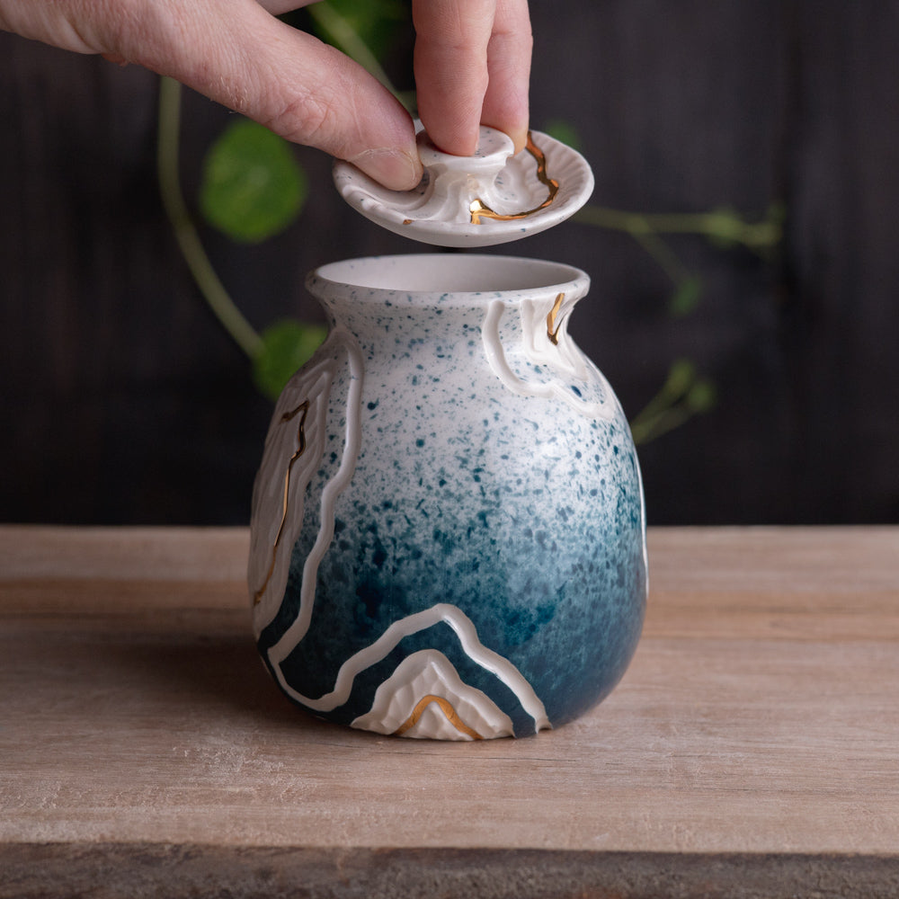 Teal Trail Lidded Jar