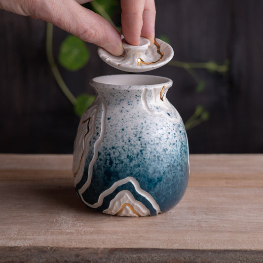 Teal Trail Lidded Jar