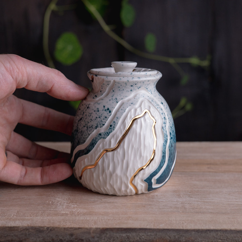 Teal Trail Lidded Jar