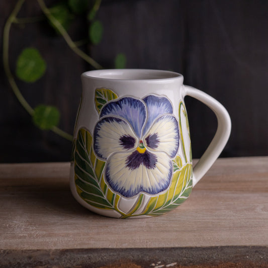 Blue Pansy Wrap-Around Mug #1 [17oz]