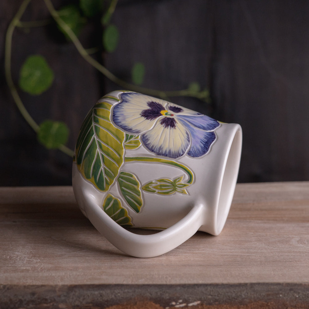 Blue Pansy Wrap-Around Mug #1 [17oz]