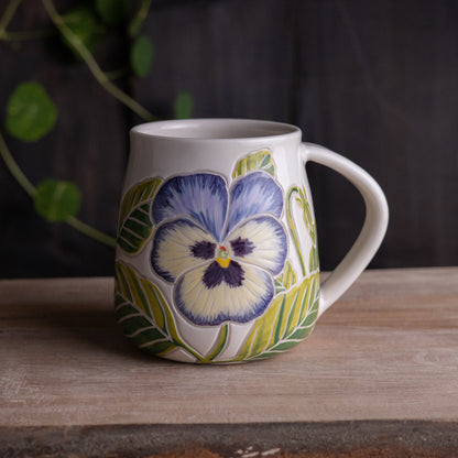 Blue Pansy Wrap-Around Mug #2 [18oz]