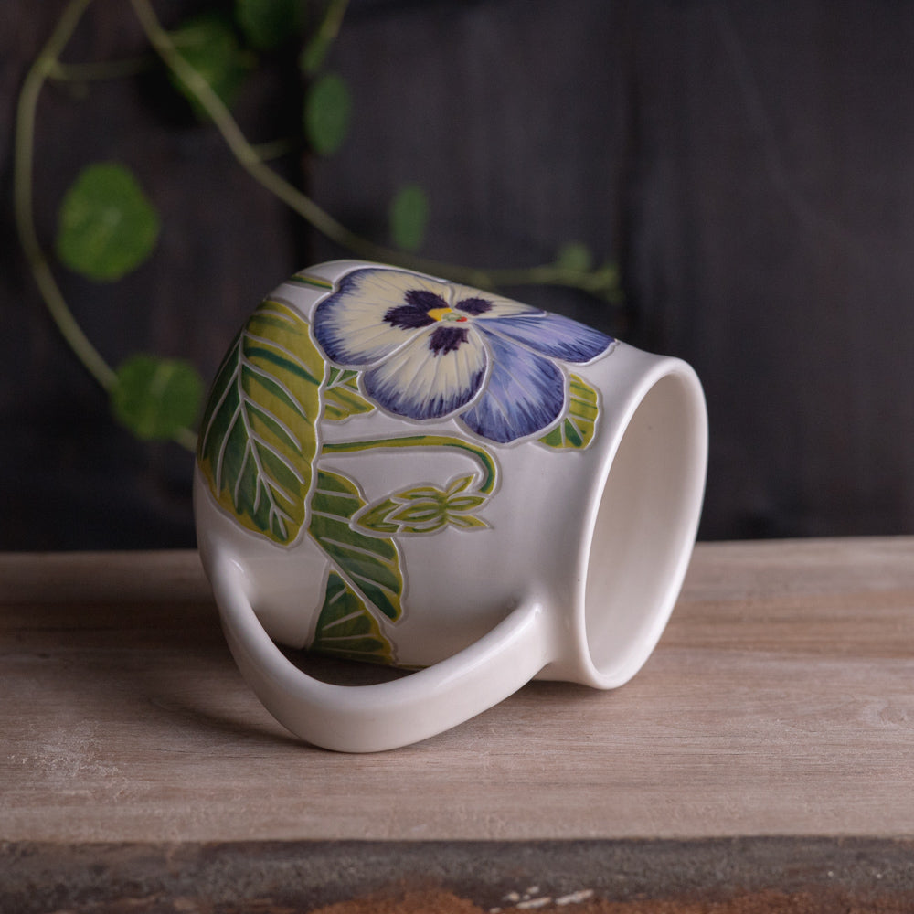 Blue Pansy Wrap-Around Mug #2 [18oz]