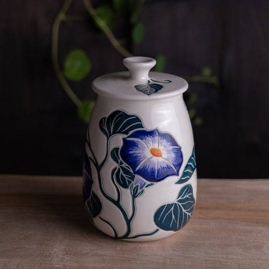 Morning Glory Lidded Jar / Canister