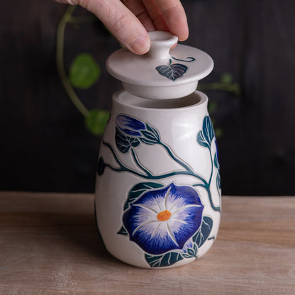 Morning Glory Lidded Jar / Canister