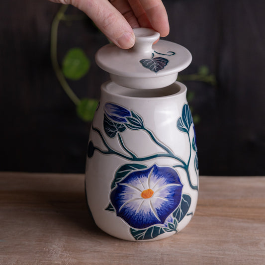 Morning Glory Lidded Jar / Canister