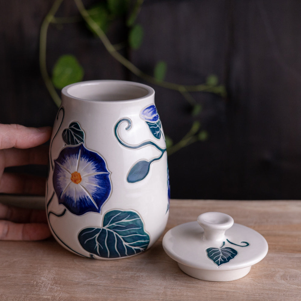 Morning Glory Lidded Jar / Canister