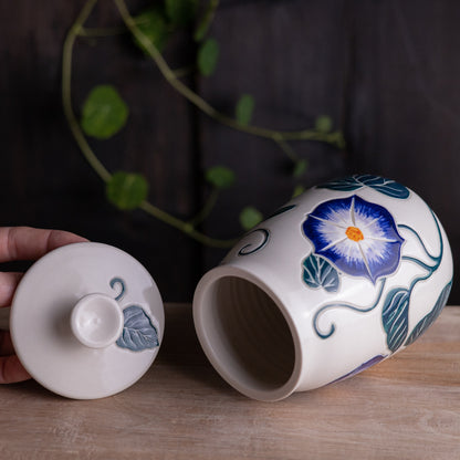 Morning Glory Lidded Jar / Canister
