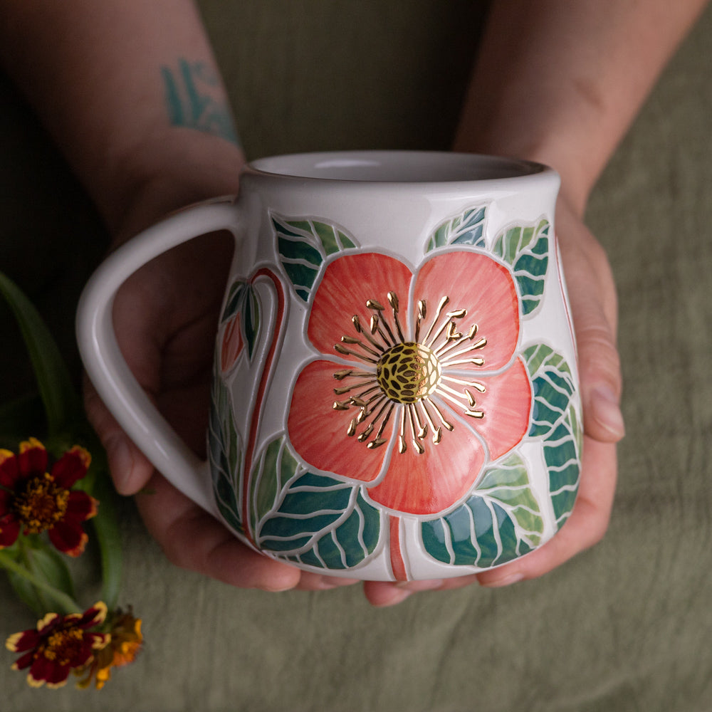 Pink Hellebore Wrap-Around Mug #4 [18oz]