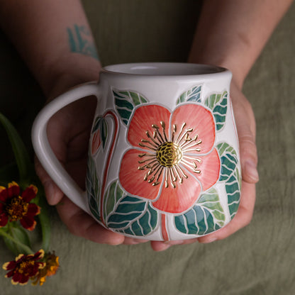 Pink Hellebore Wrap-Around Mug #4 [18oz]