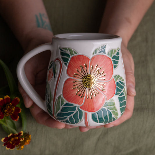 Pink Hellebore Wrap-Around Mug #4 [18oz]
