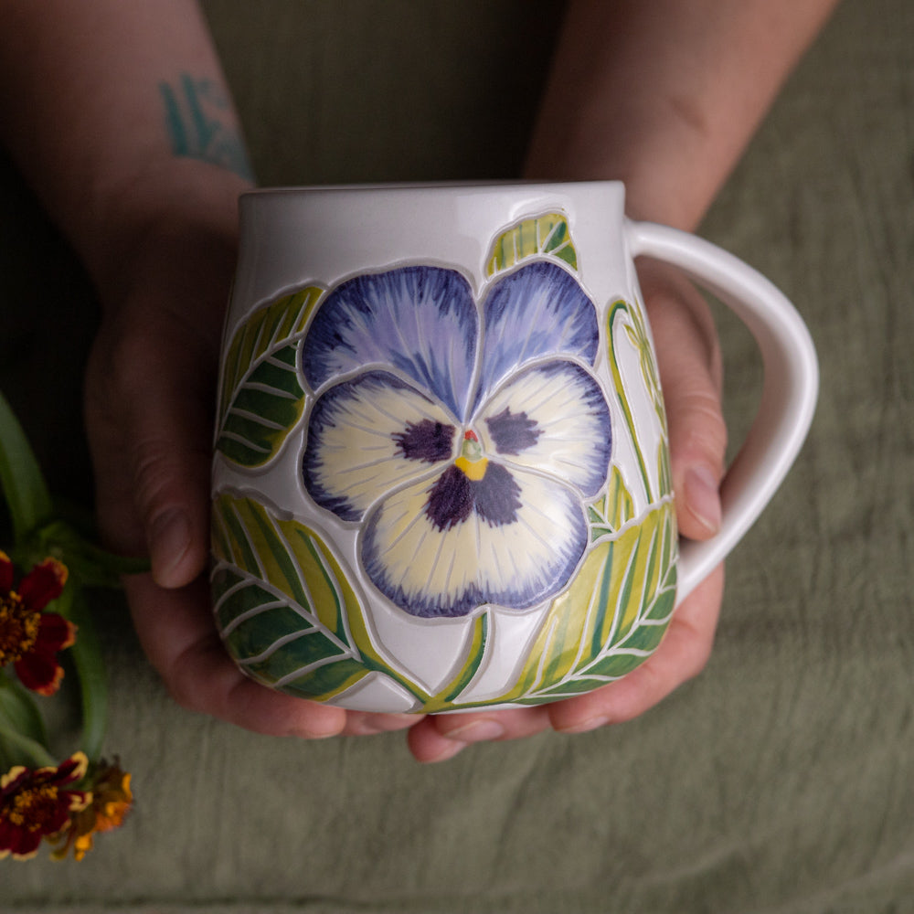 Blue Pansy Wrap-Around Mug #2 [18oz]