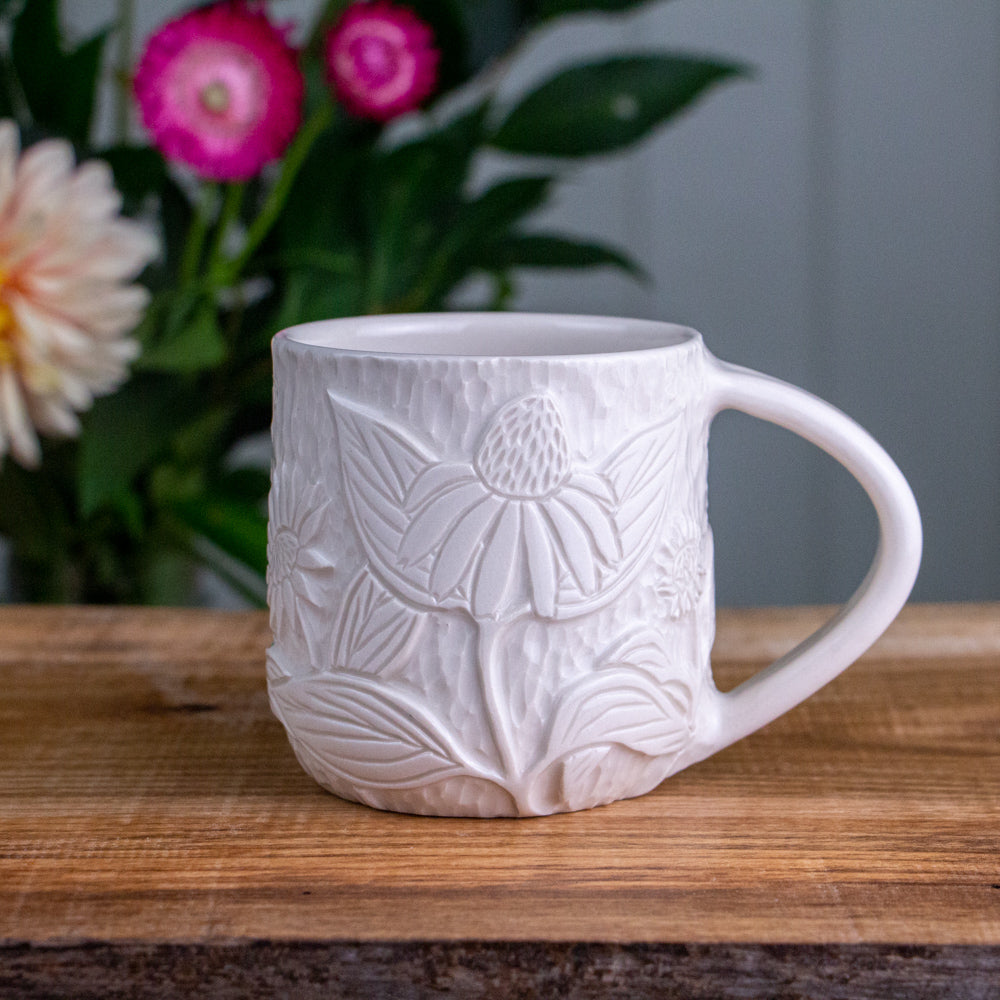 Echinacea Botanic Relief Carved Mug 13oz