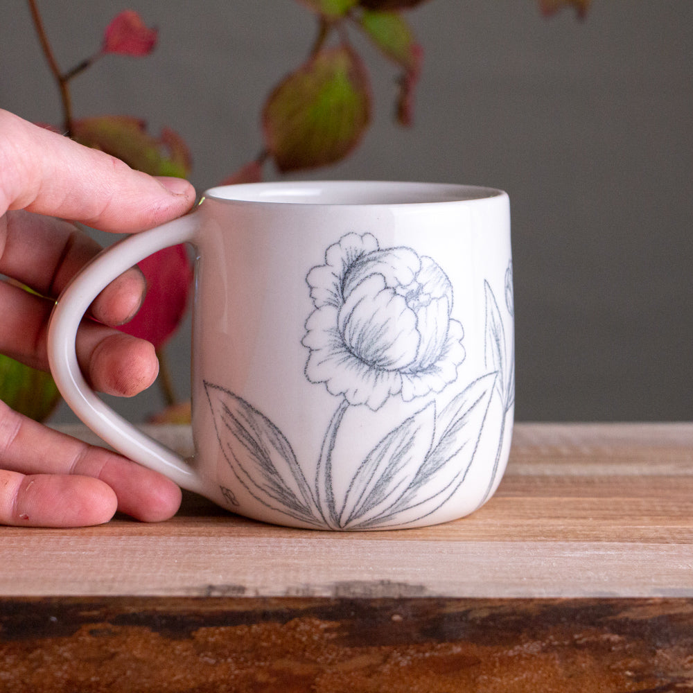 Peony Sketch Mug #2 [15oz]