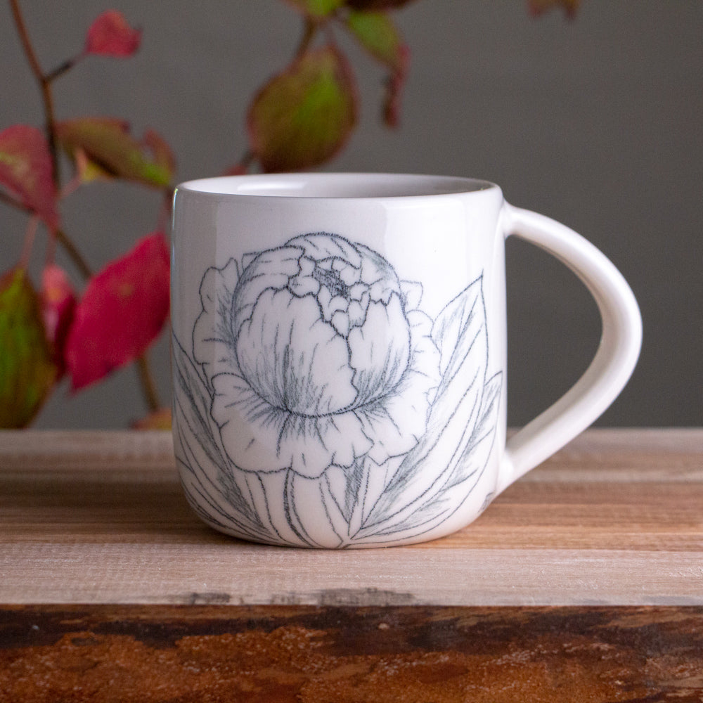 Peony Sketch Mug #3 [16oz]