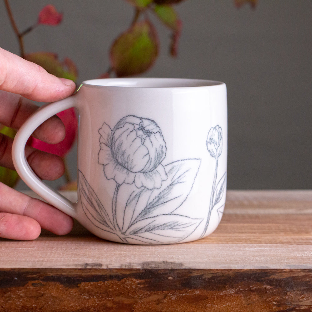 Peony Sketch Mug #3 [16oz]