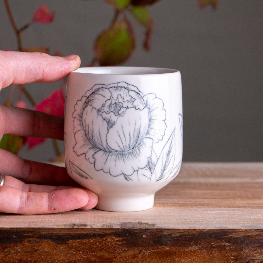 Peony Sketch Cup 11oz