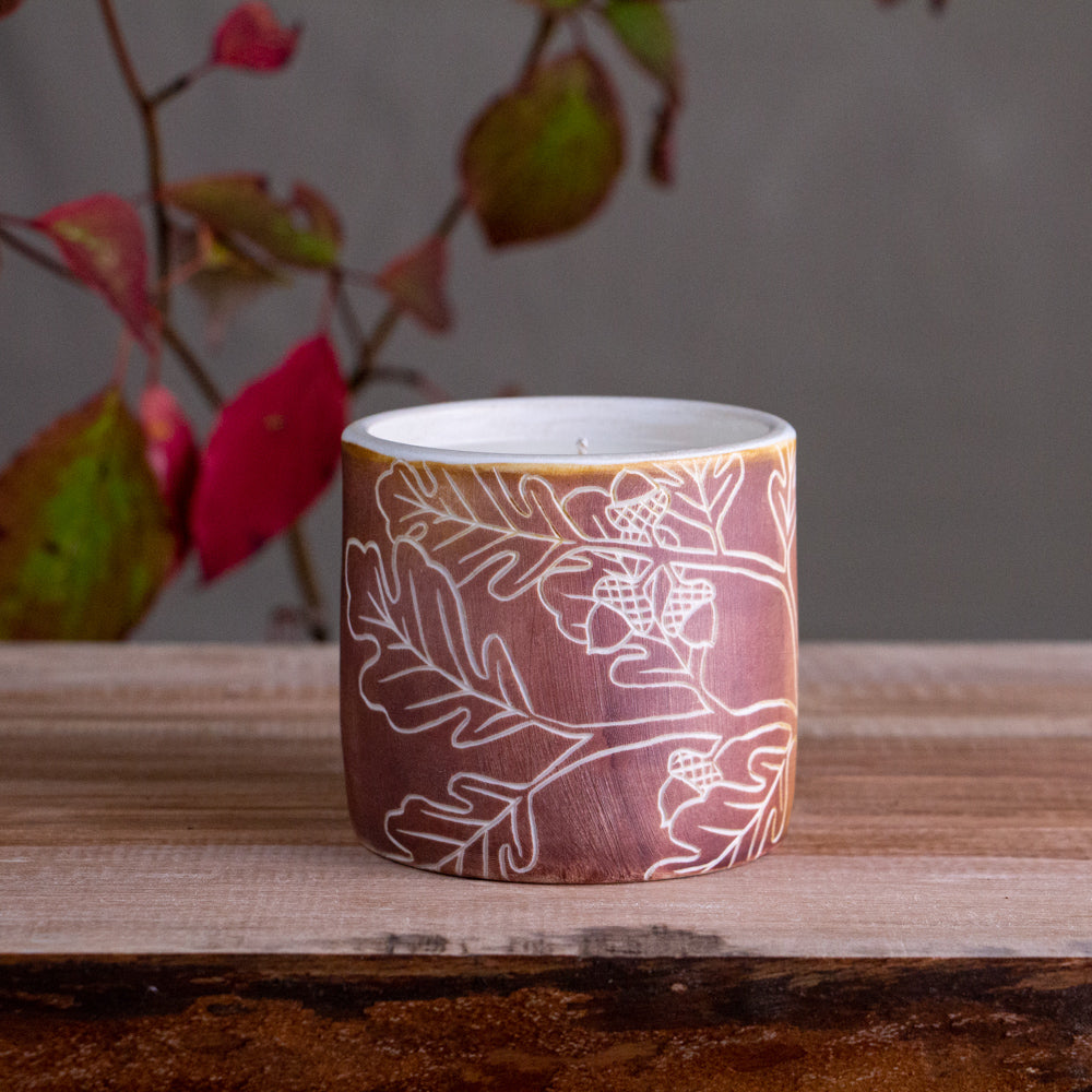 Carved Oak Branch Soy Candle [Sweet Cinnamon]