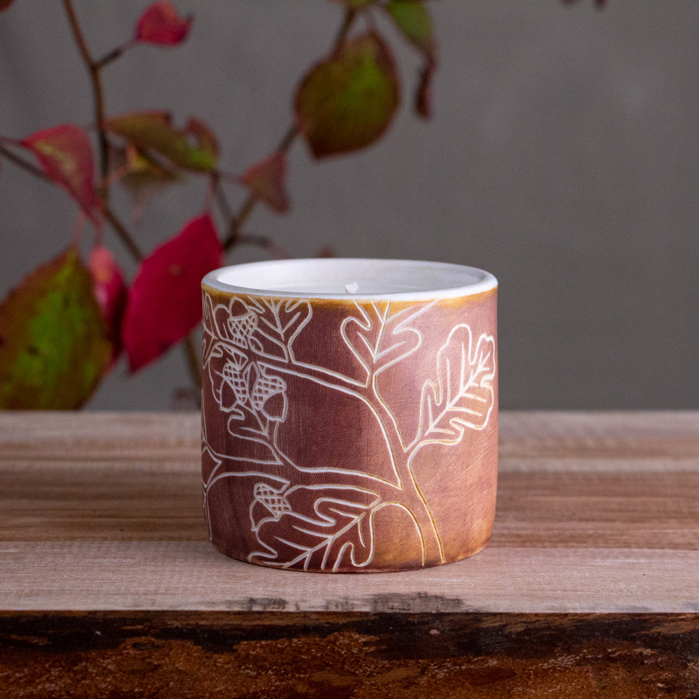 Carved Oak Branch Soy Candle [Sweet Cinnamon]