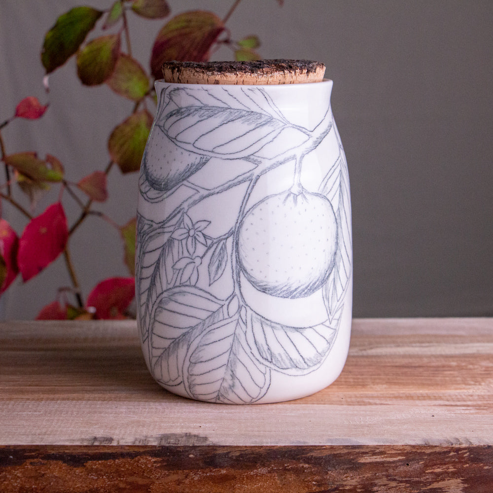 Clementine Sketch Corked Jar / Canister