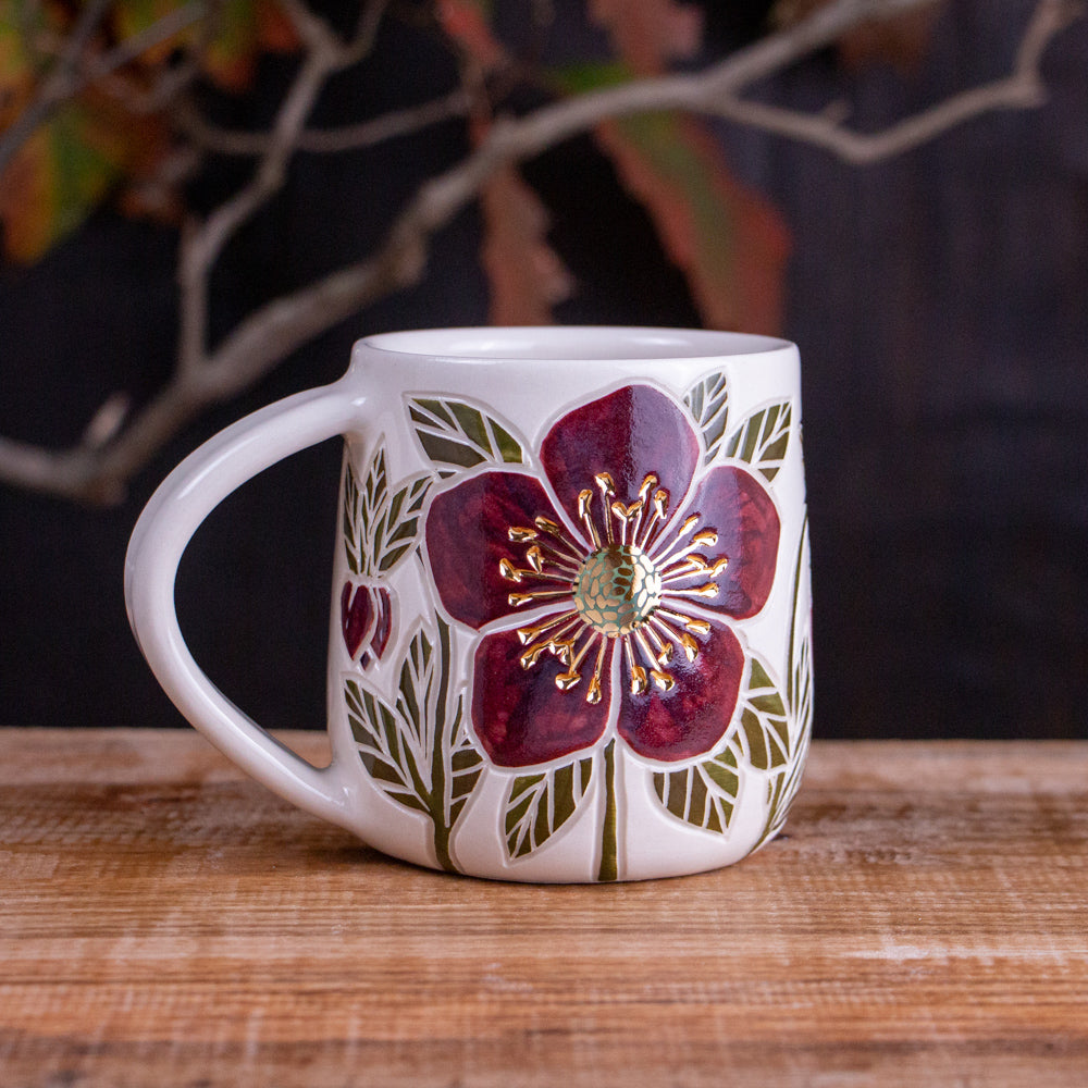 "Anna's Red" Hellebore Mug 14-15oz